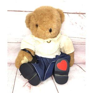 Tender Heart Treasures Stuffed Bear With Heart Logo Shoes Ruffled Shirt & Skirt